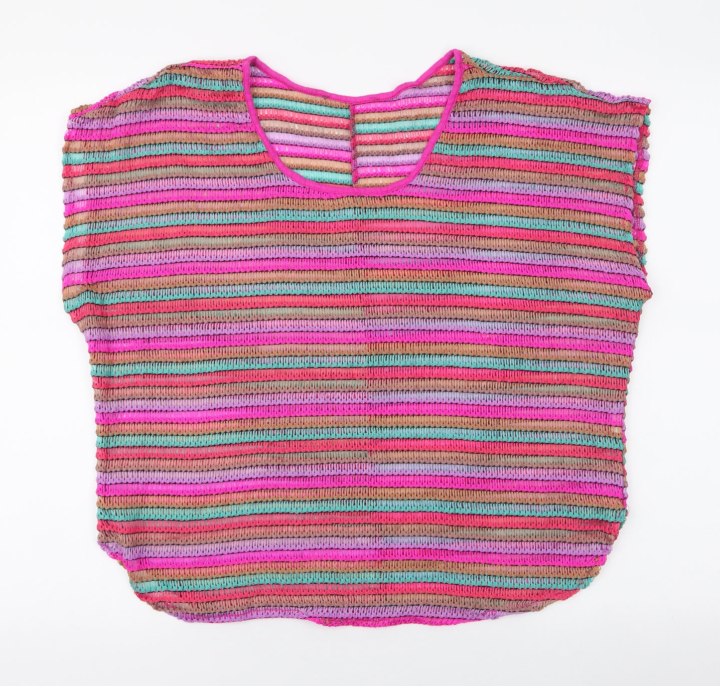 Atmosphere Womens Multicoloured Striped Polyester Basic Blouse Size 18 Round Neck