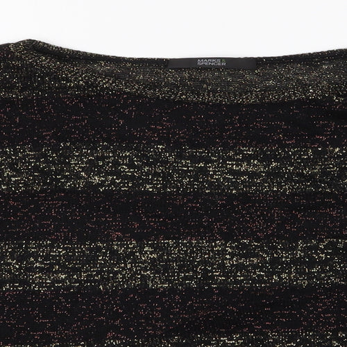 Marks and Spencer Womens Multicoloured Striped Acrylic Basic Blouse Size 8 Round Neck