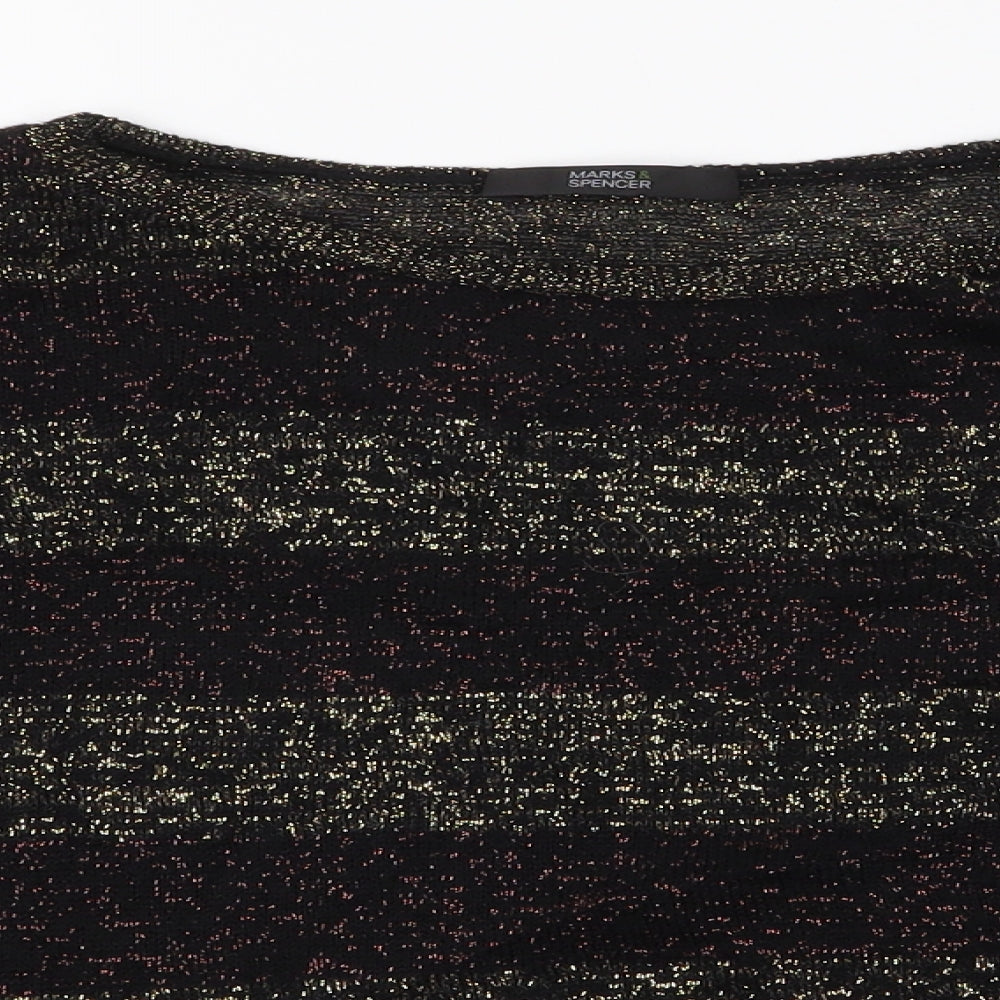 Marks and Spencer Womens Multicoloured Striped Acrylic Basic Blouse Size 8 Round Neck