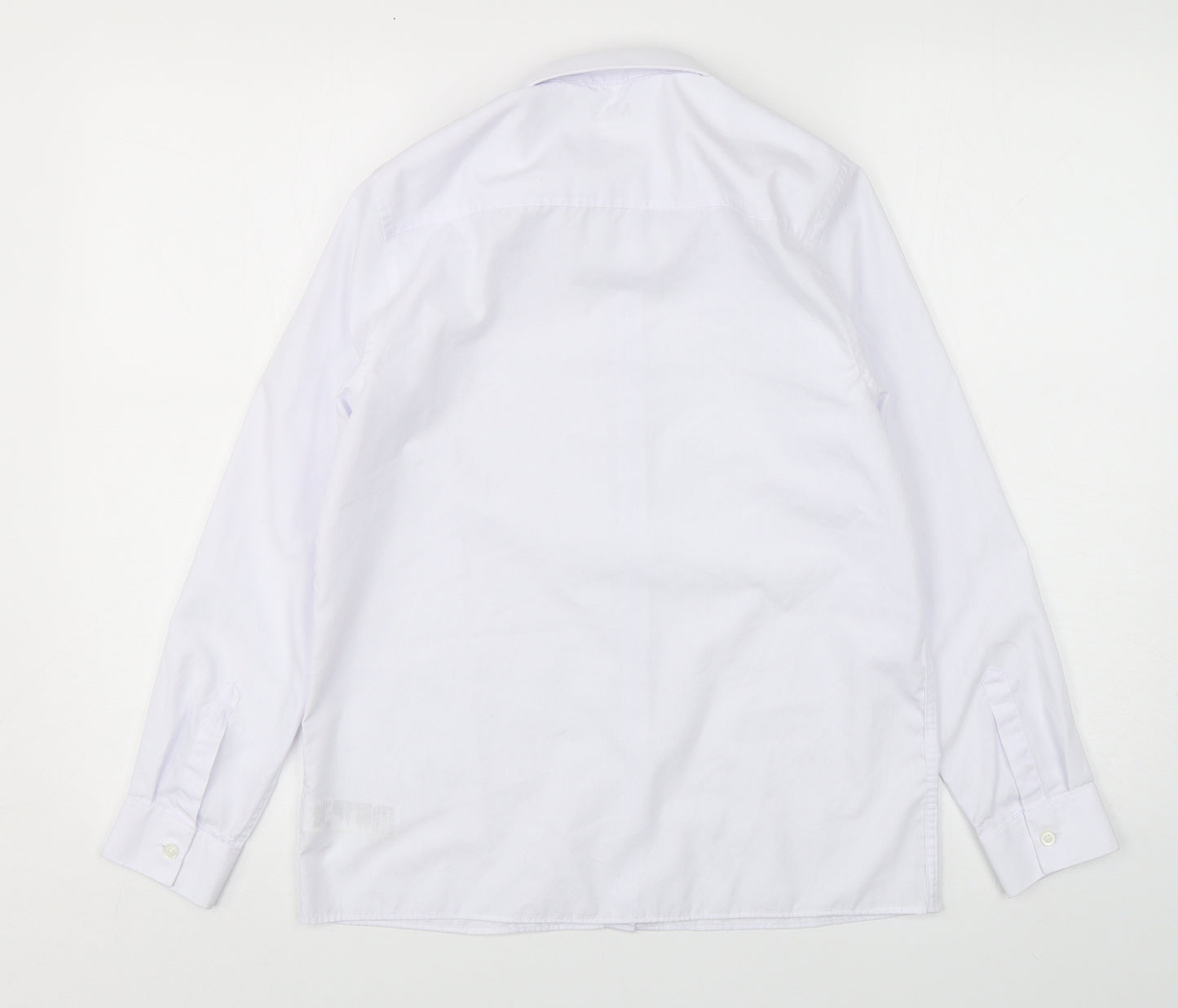 Marks and Spencer Boys White  Polyester Basic Button-Up Size 13-14 Years Collared Button