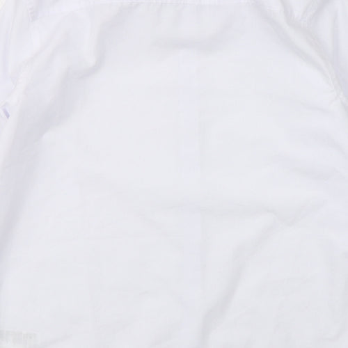 Marks and Spencer Boys White  Polyester Basic Button-Up Size 13-14 Years Collared Button
