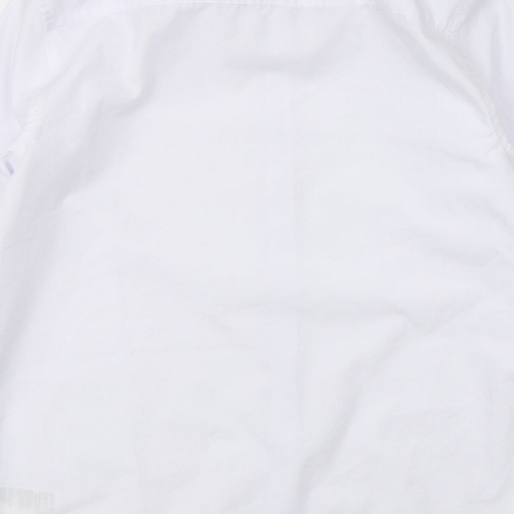 Marks and Spencer Boys White  Polyester Basic Button-Up Size 13-14 Years Collared Button