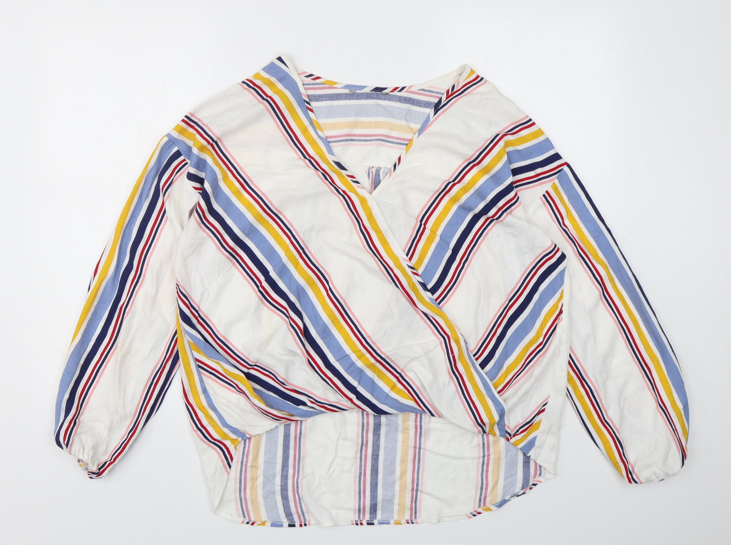 George Womens Multicoloured Striped Viscose Basic Blouse Size 14 V-Neck