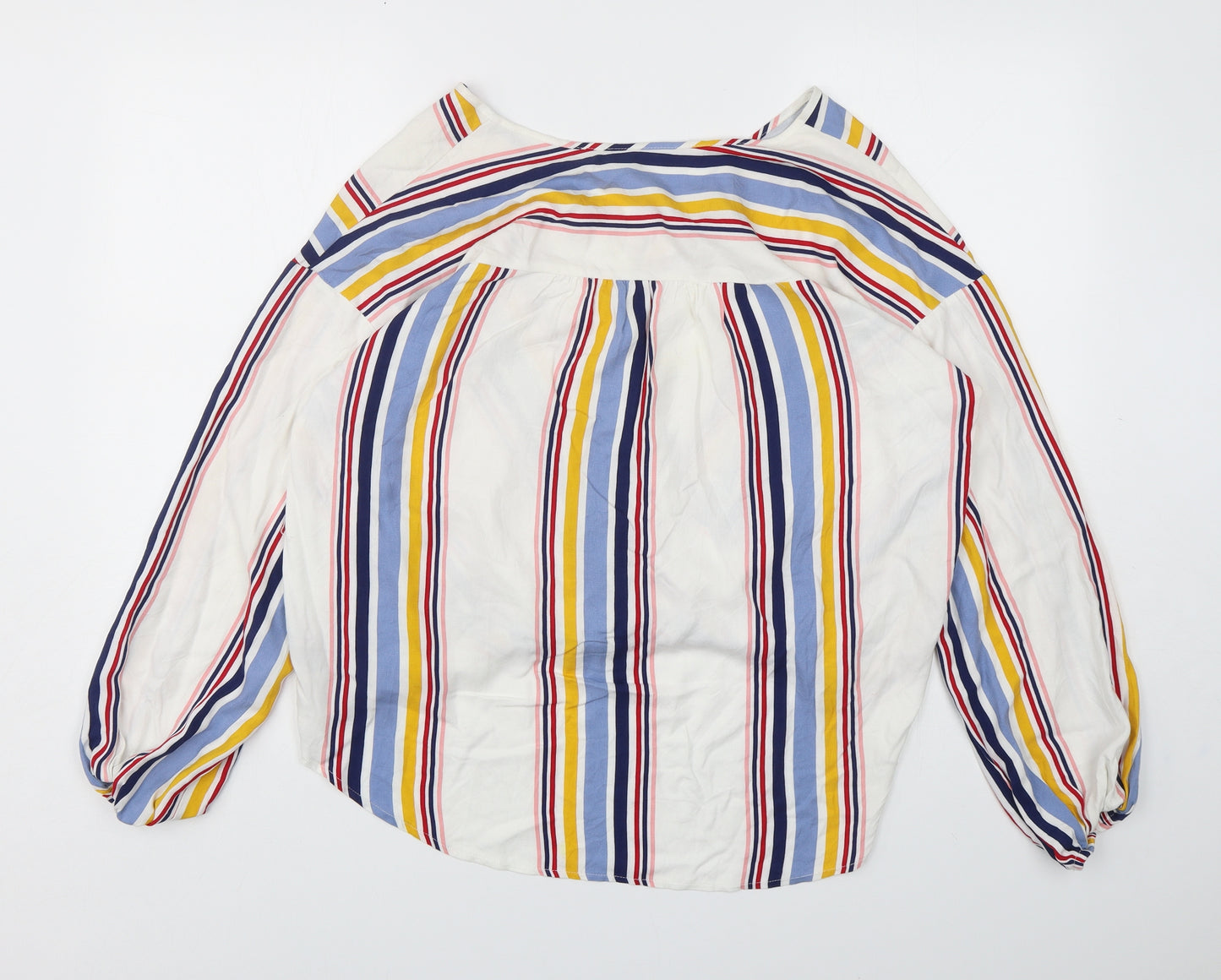 George Womens Multicoloured Striped Viscose Basic Blouse Size 14 V-Neck