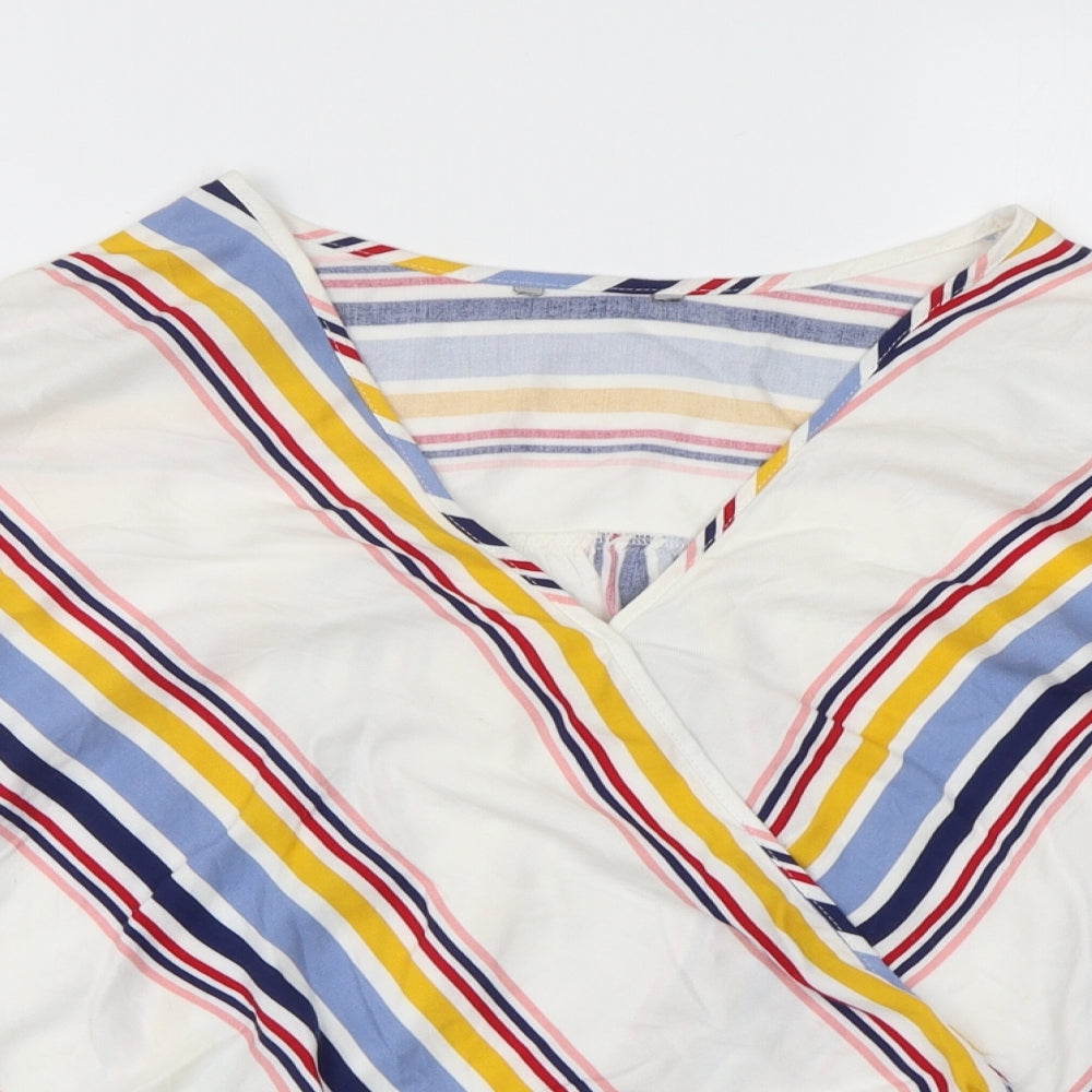 George Womens Multicoloured Striped Viscose Basic Blouse Size 14 V-Neck