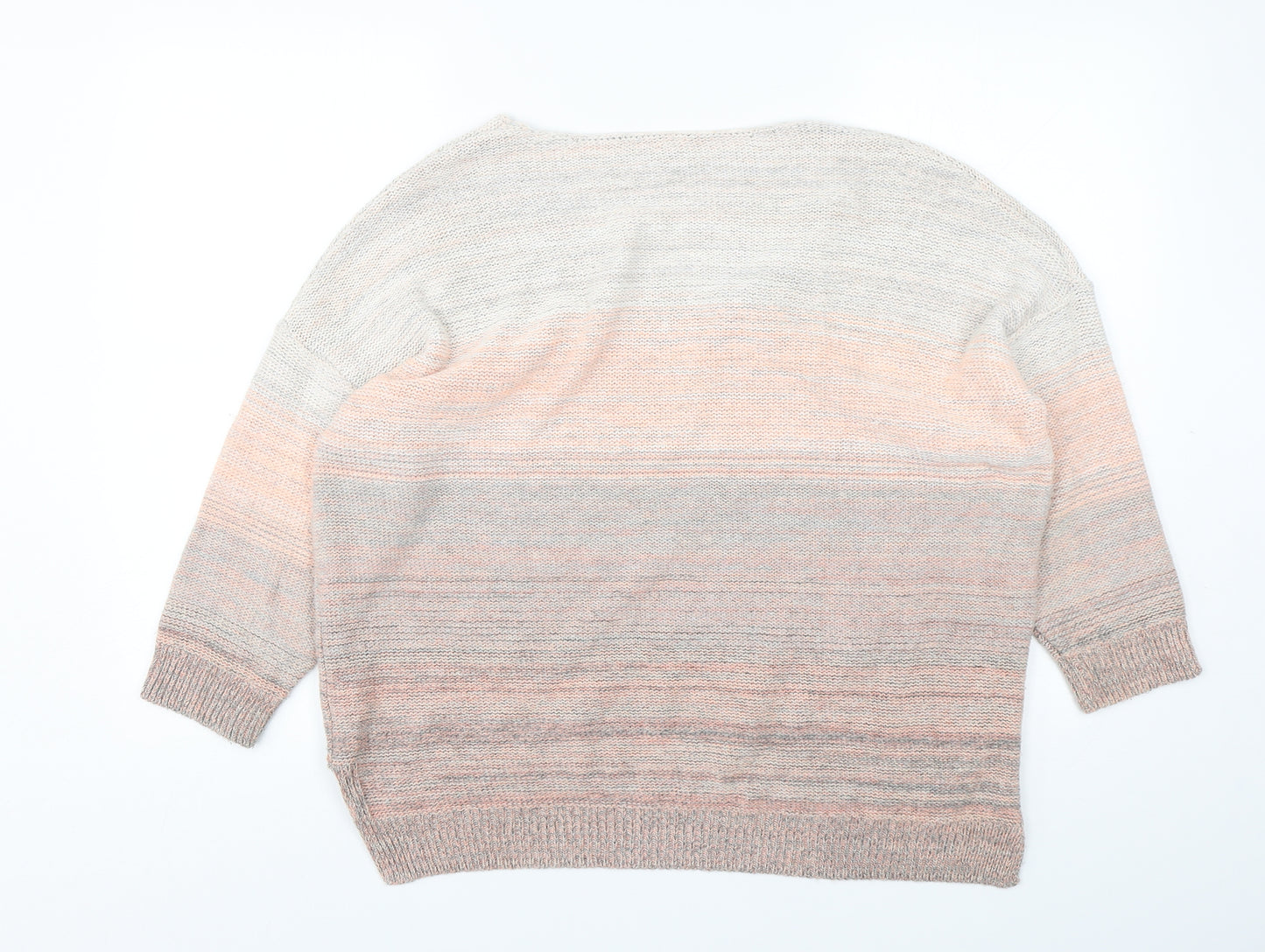 M&Co Womens Pink V-Neck  Cotton Pullover Jumper Size 16