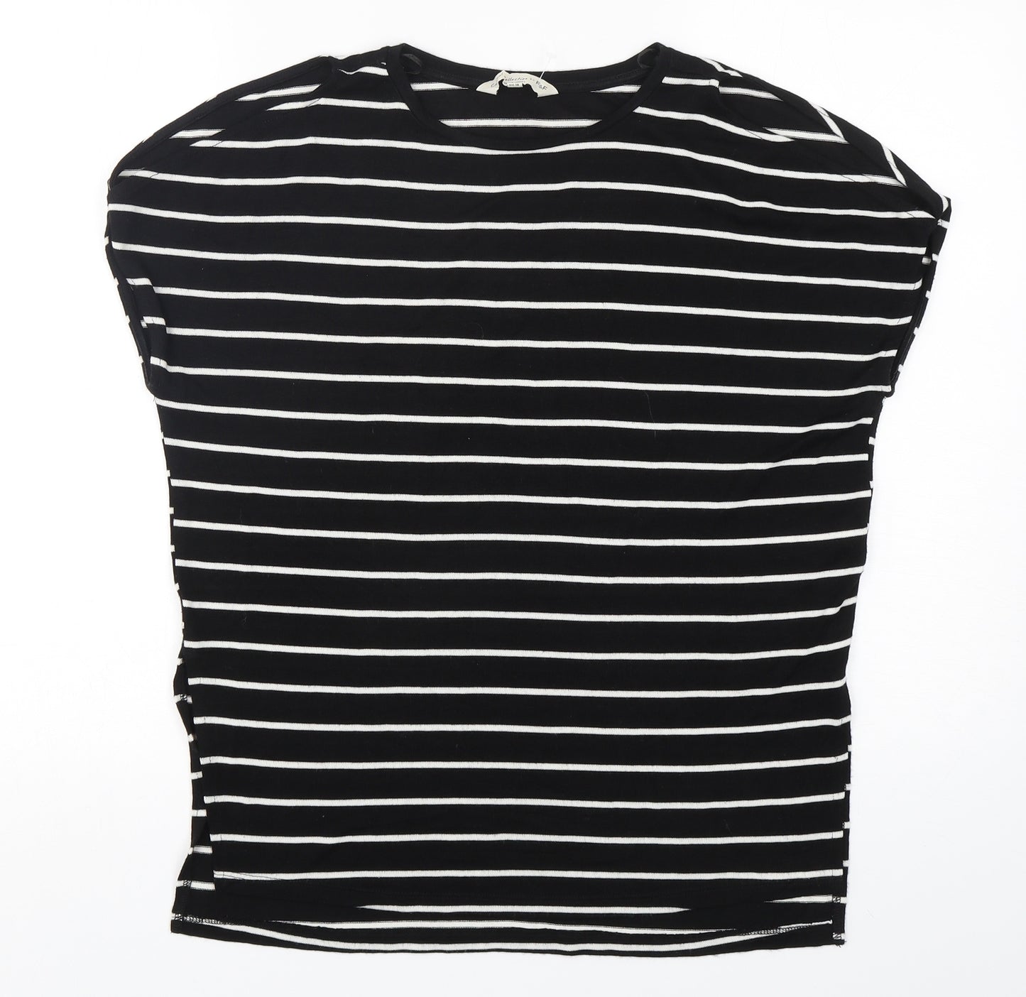 F&F Womens Black Round Neck Striped Viscose Pullover Jumper Size 10