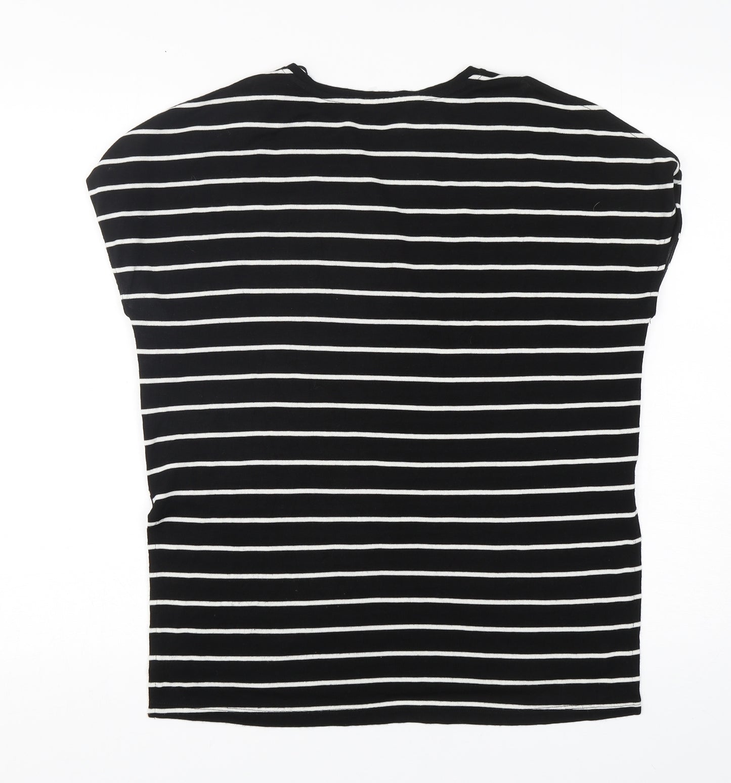 F&F Womens Black Round Neck Striped Viscose Pullover Jumper Size 10