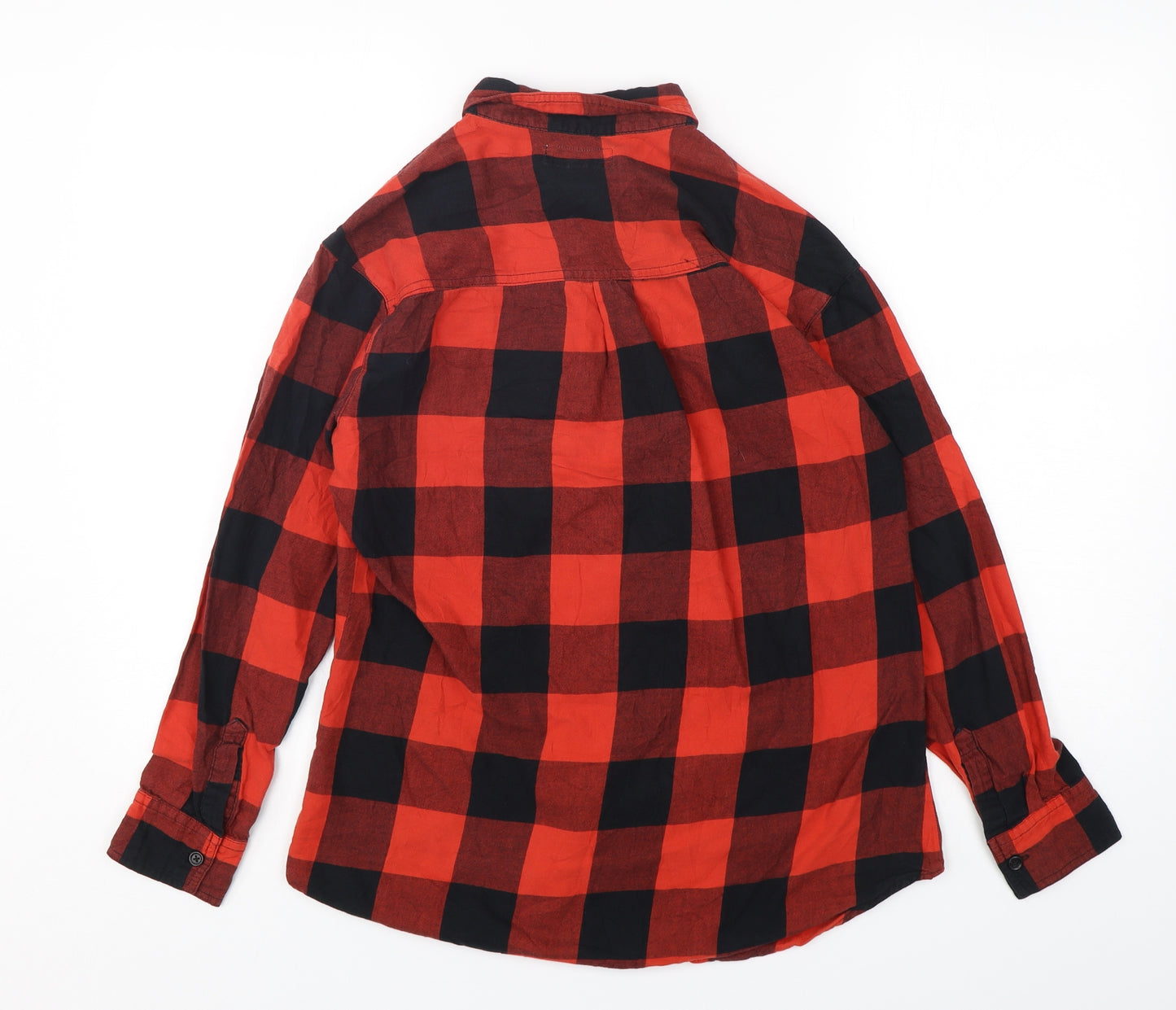 Old Navy Mens Red Check Cotton  Button-Up Size S Collared Button