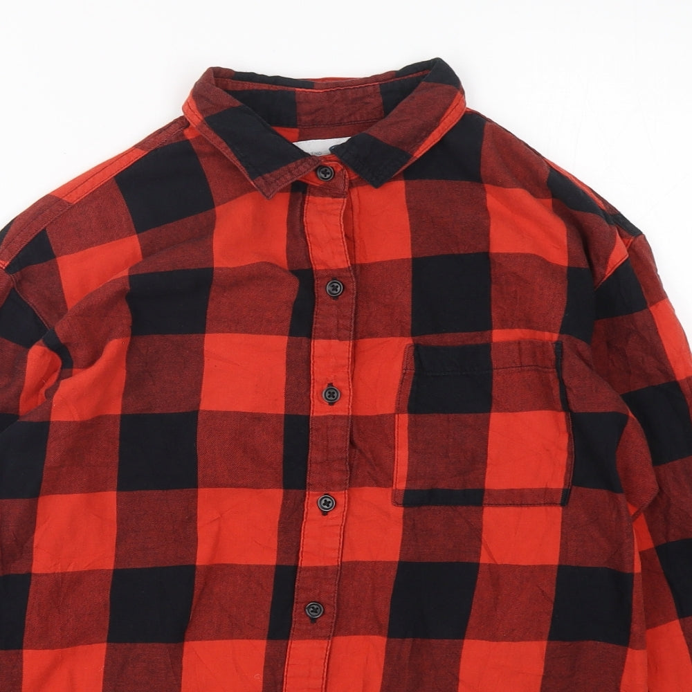 Old Navy Mens Red Check Cotton  Button-Up Size S Collared Button