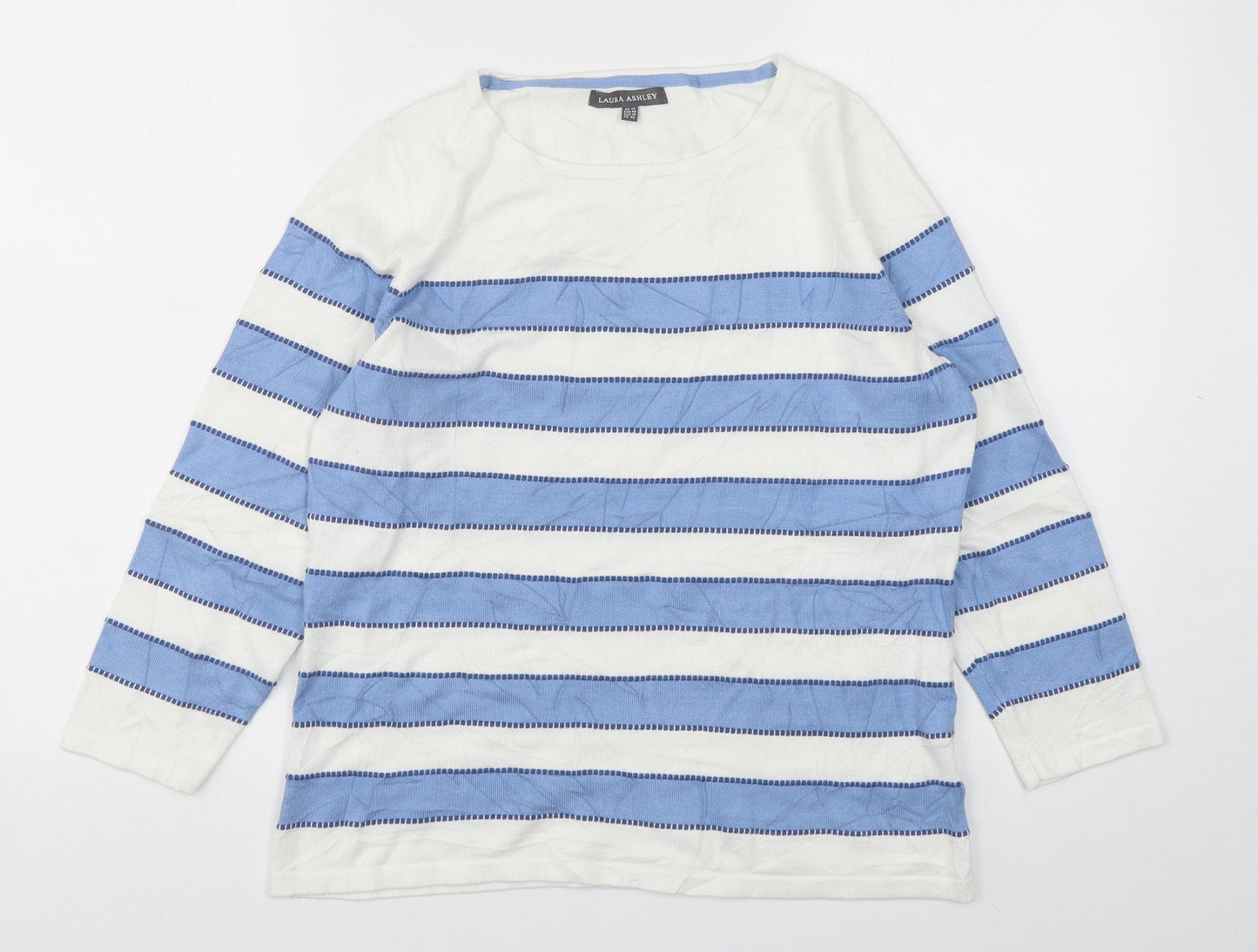 Laura Ashley Womens Multicoloured Round Neck Striped Viscose Pullover Jumper Size 14