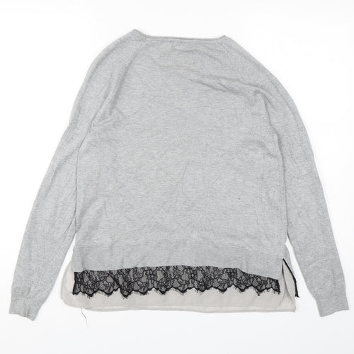 Papaya Womens Grey Round Neck  Acrylic Pullover Jumper Size 12
