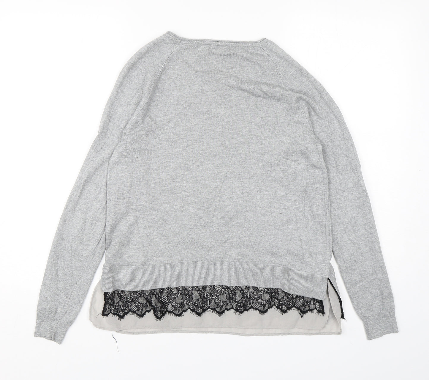 Papaya Womens Grey Round Neck  Acrylic Pullover Jumper Size 12