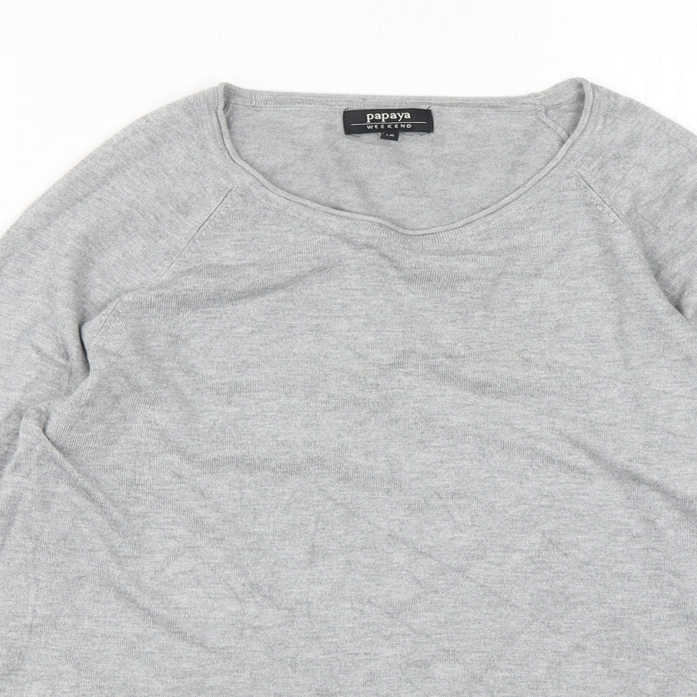 Papaya Womens Grey Round Neck  Acrylic Pullover Jumper Size 12