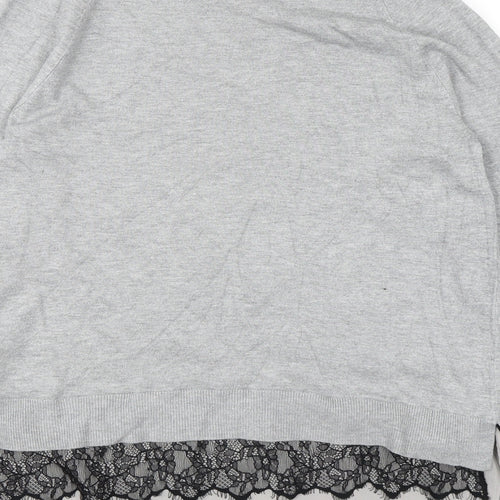 Papaya Womens Grey Round Neck  Acrylic Pullover Jumper Size 12