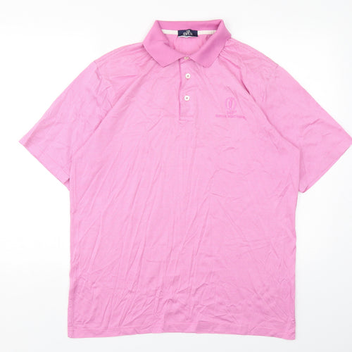 The Open  Mens Pink Striped Cotton  Polo Size M Collared Pullover