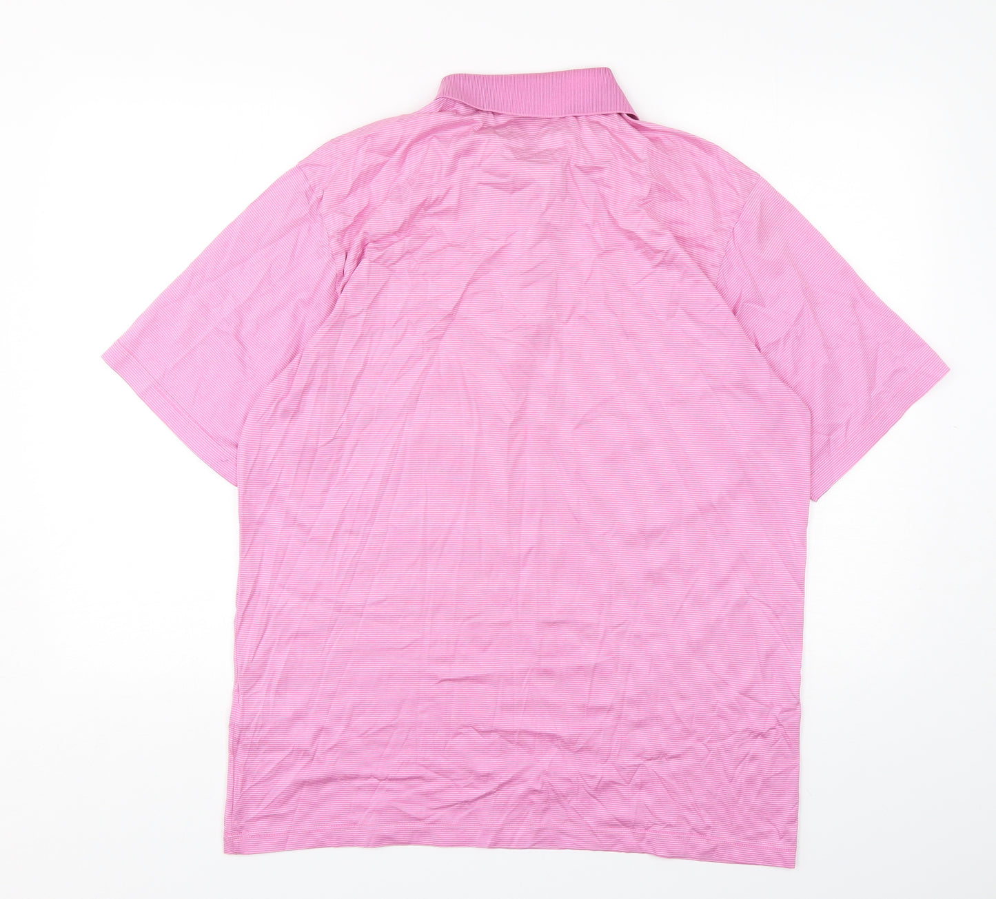 The Open  Mens Pink Striped Cotton  Polo Size M Collared Pullover