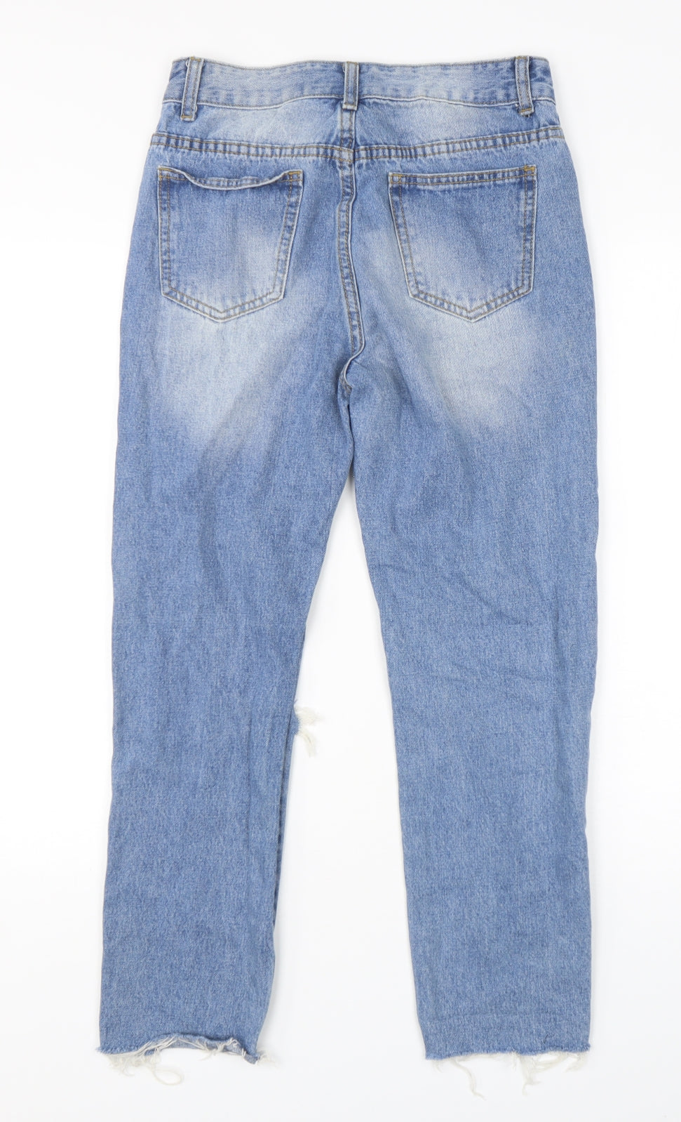 Momokrom Womens Blue  Cotton Mom Jeans Size 8 L26 in Regular Button