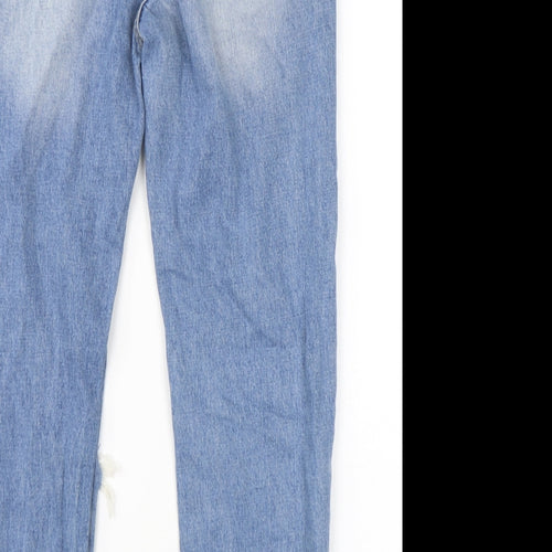 Momokrom Womens Blue  Cotton Mom Jeans Size 8 L26 in Regular Button