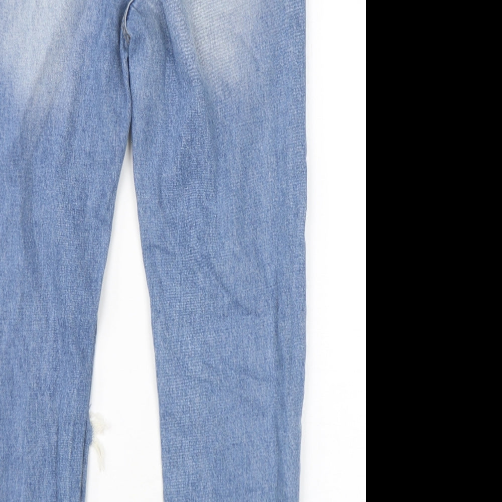 Momokrom Womens Blue  Cotton Mom Jeans Size 8 L26 in Regular Button