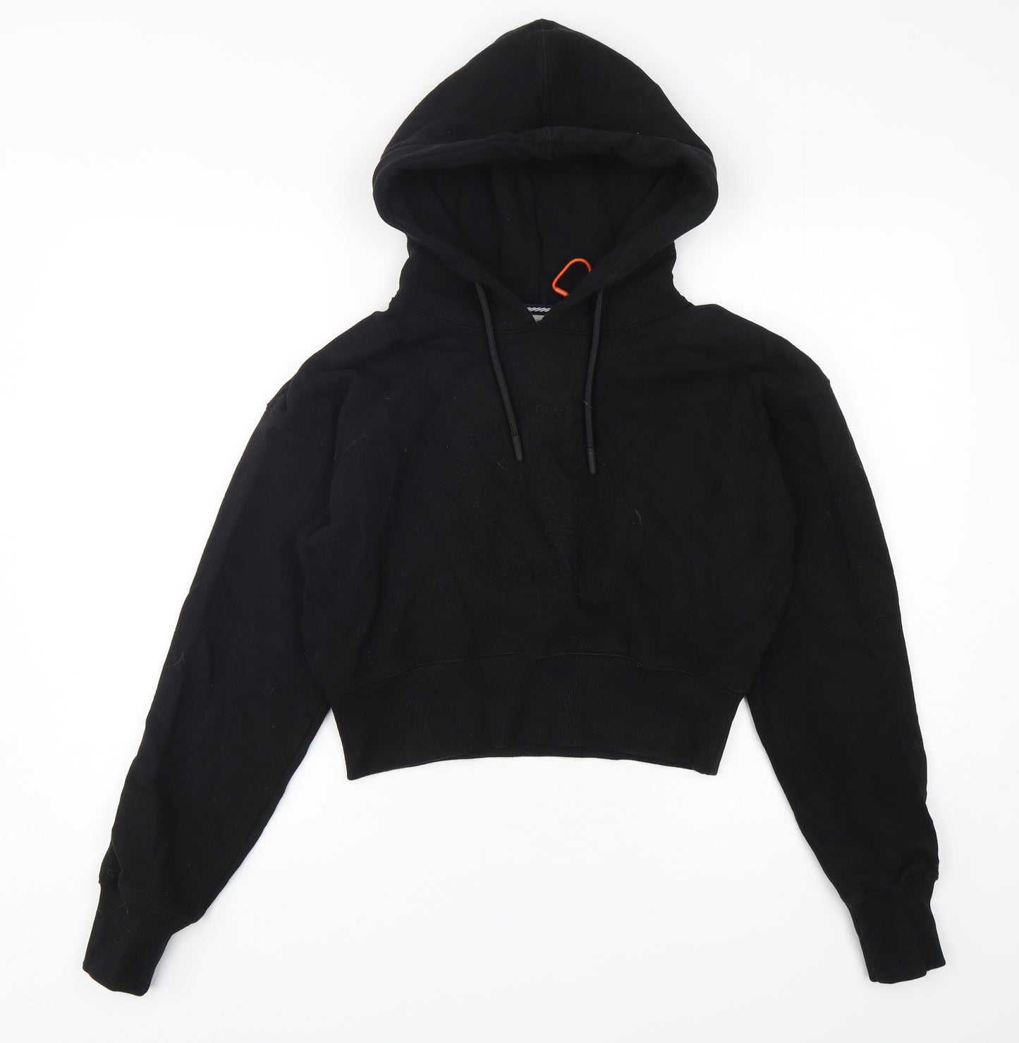 Superdry Womens Black  Cotton Pullover Hoodie Size 10  Pullover - Cropped