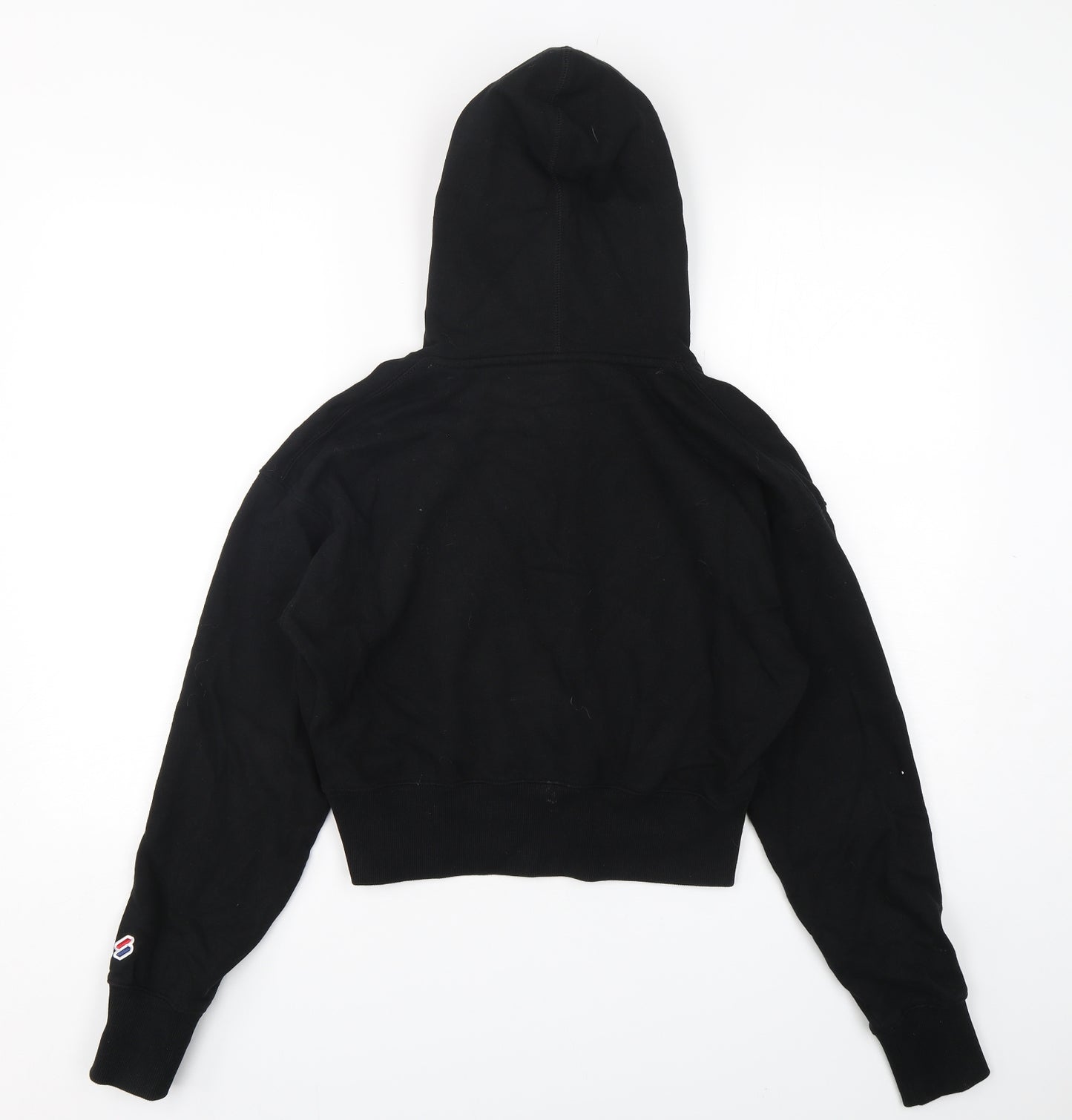 Superdry Womens Black  Cotton Pullover Hoodie Size 10  Pullover - Cropped
