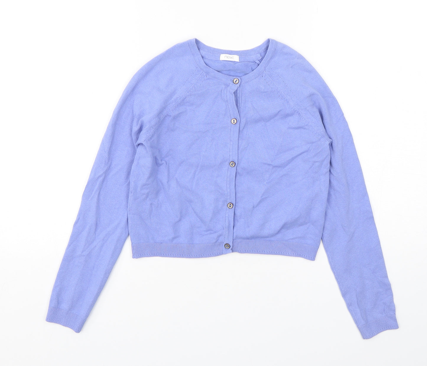 NEXT Girls Purple Round Neck  Cotton Cardigan Jumper Size 9 Years  Button