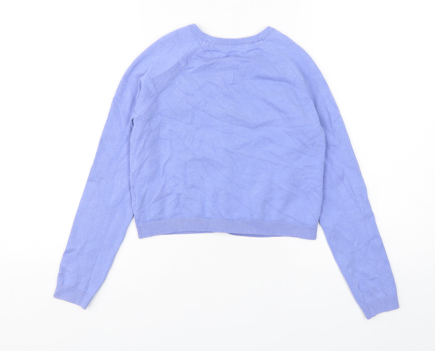 NEXT Girls Purple Round Neck  Cotton Cardigan Jumper Size 9 Years  Button