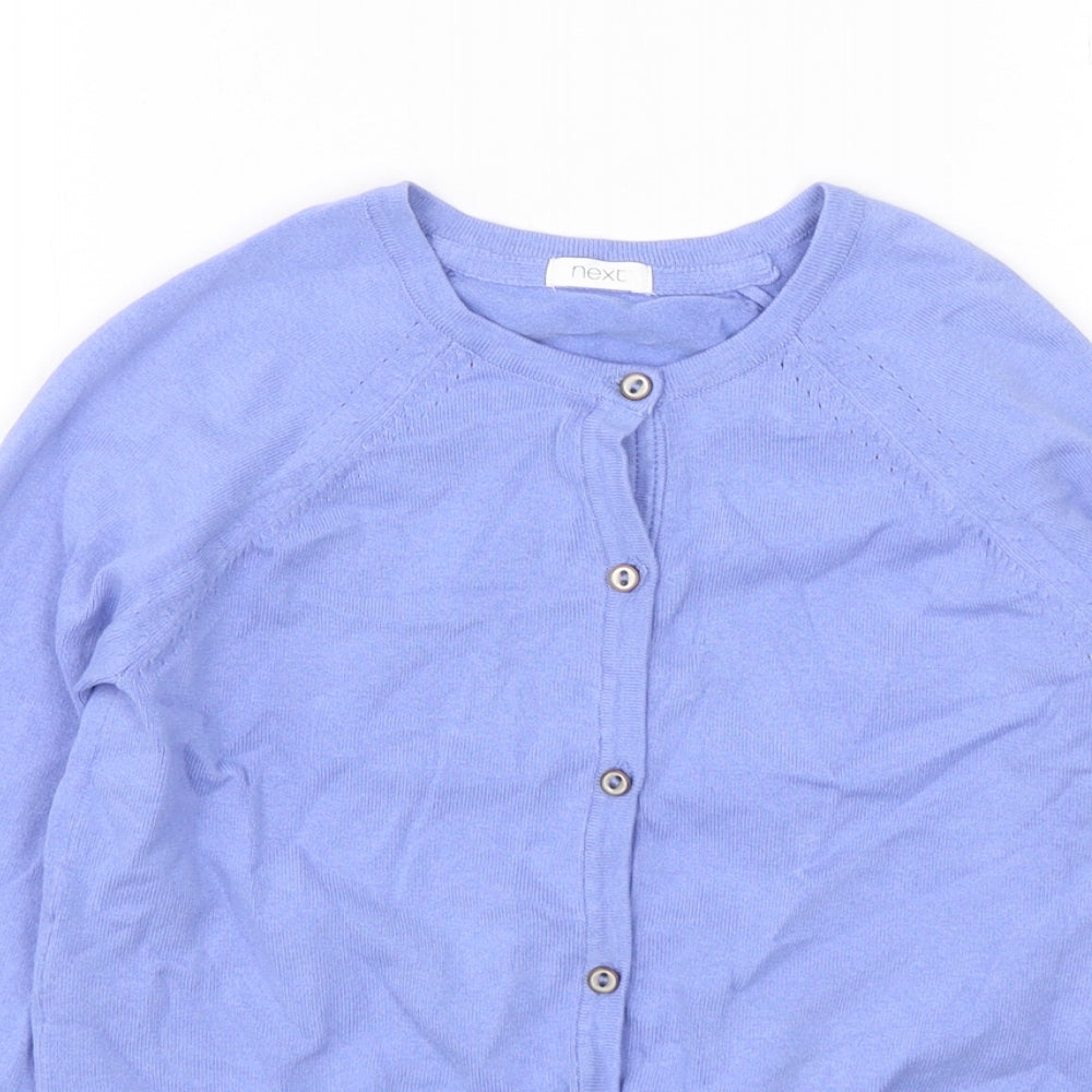 NEXT Girls Purple Round Neck  Cotton Cardigan Jumper Size 9 Years  Button