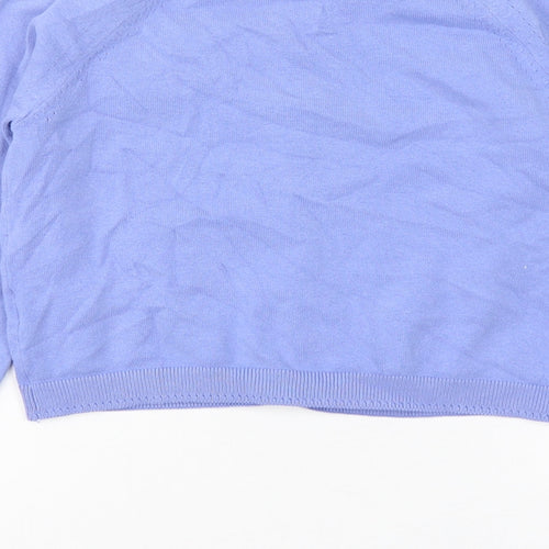 NEXT Girls Purple Round Neck  Cotton Cardigan Jumper Size 9 Years  Button