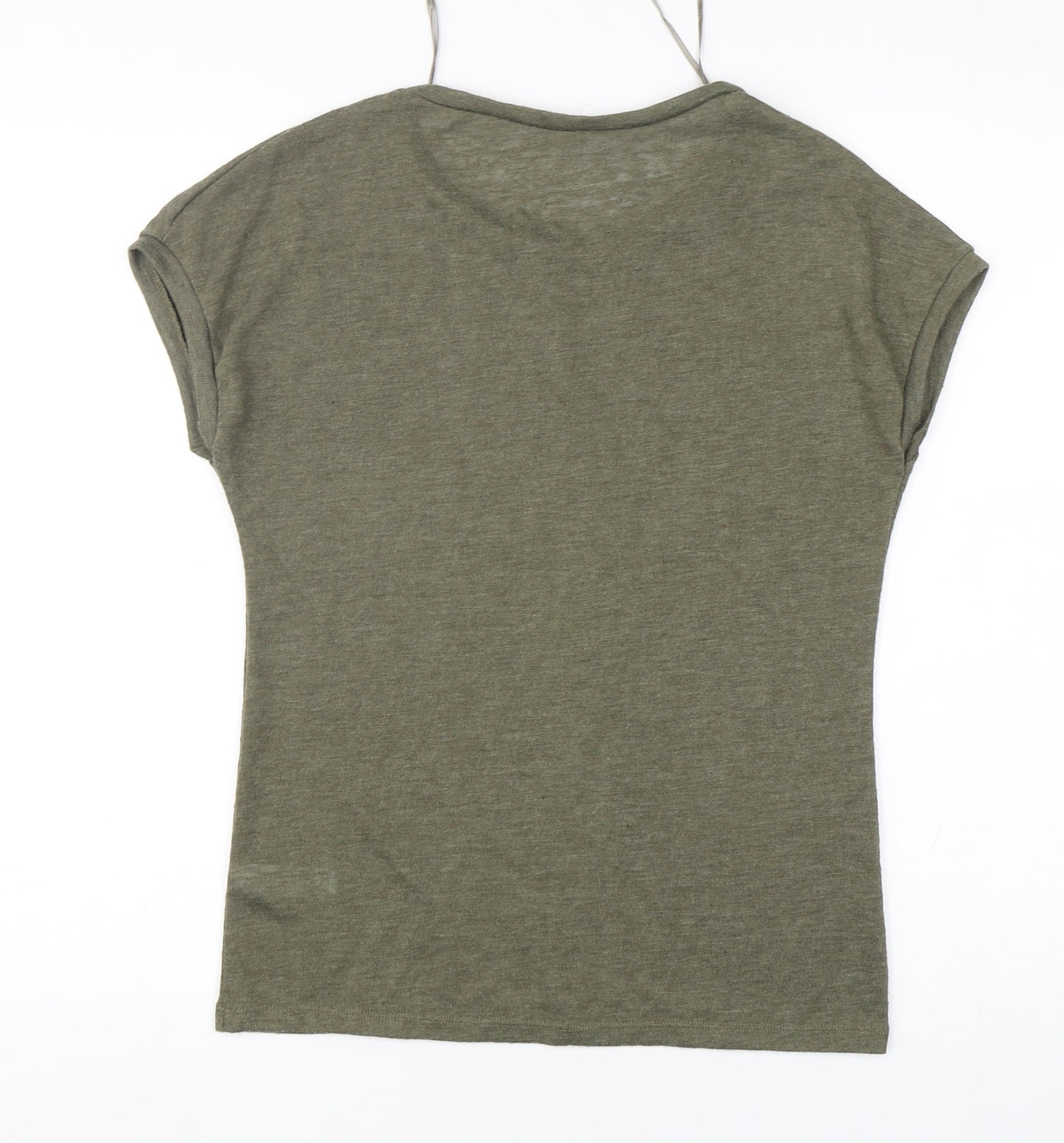 Dunnes Stores Womens Green  Polyester Basic T-Shirt Size S Round Neck