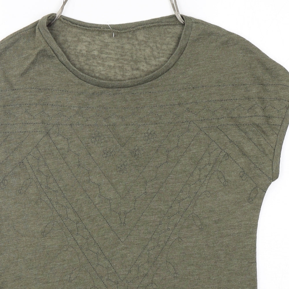 Dunnes Stores Womens Green  Polyester Basic T-Shirt Size S Round Neck