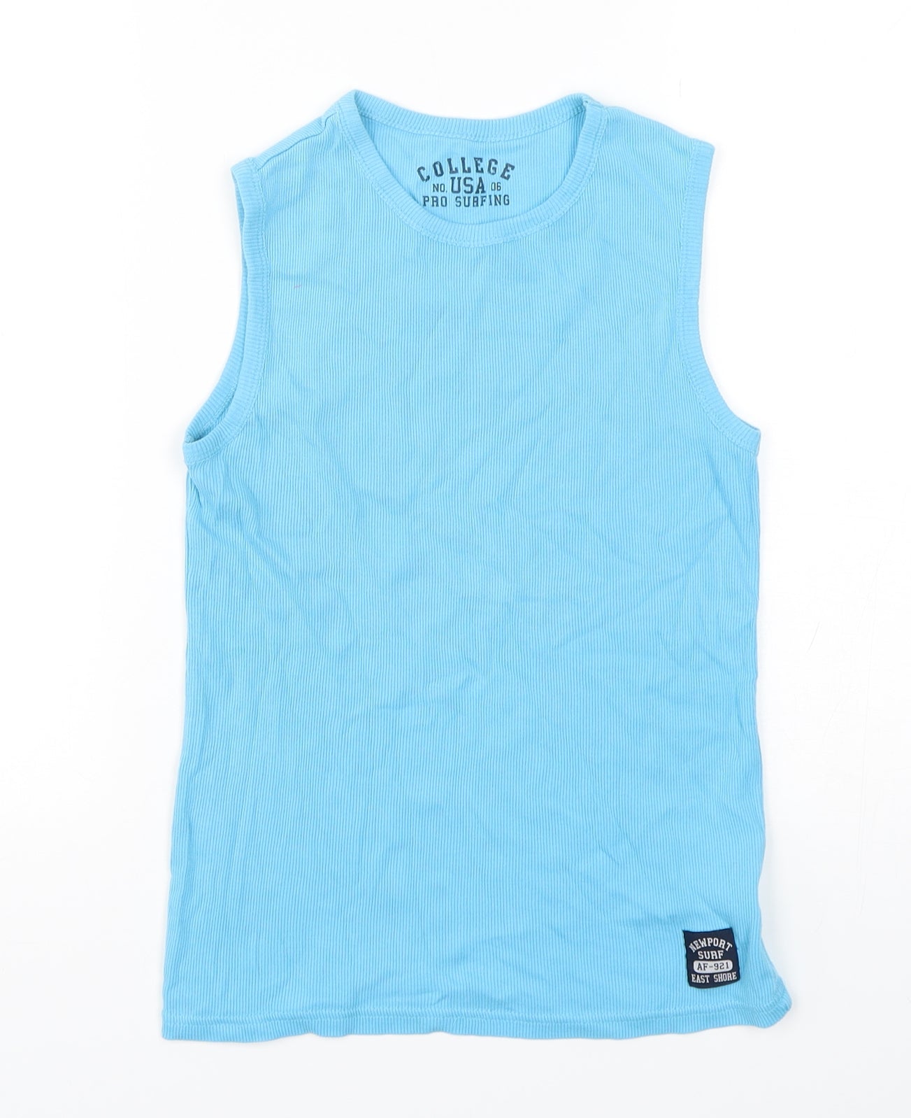 Dunnes Stores Girls Blue  Cotton Basic Tank Size 10-11 Years Round Neck Pullover