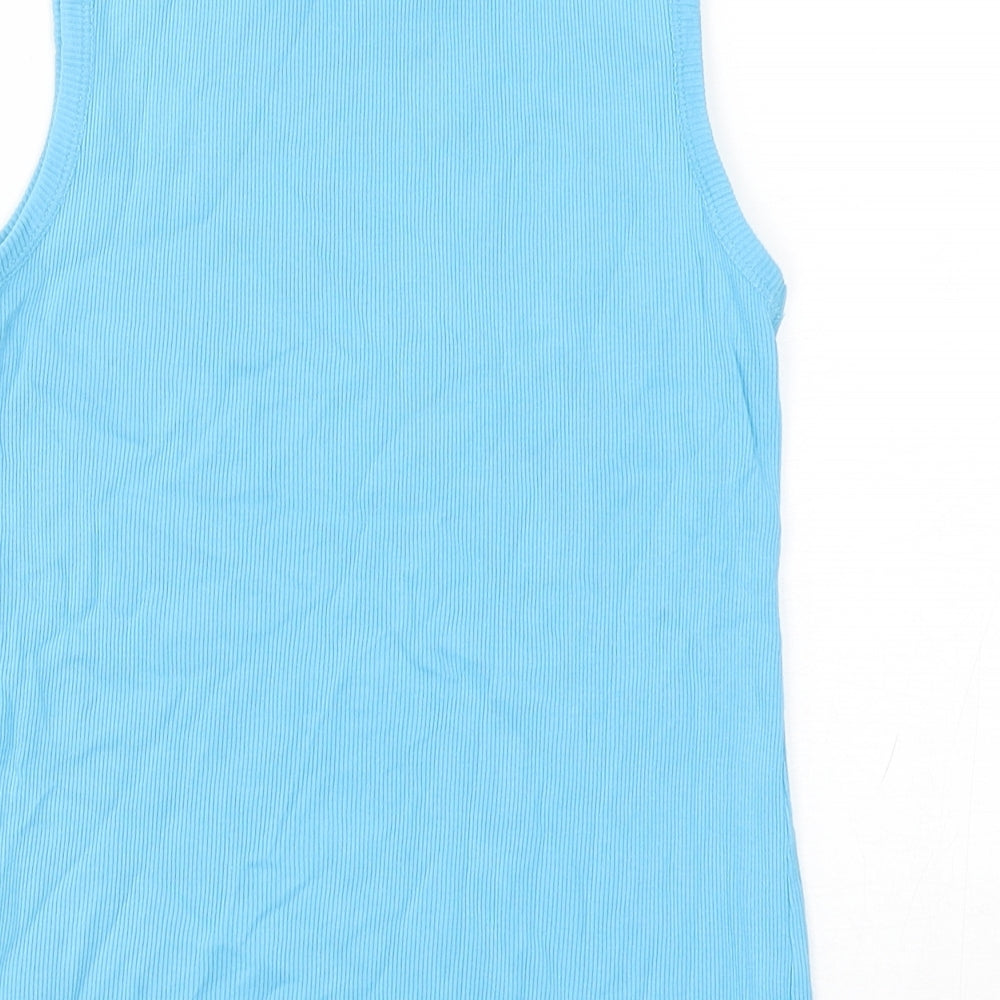Dunnes Stores Girls Blue  Cotton Basic Tank Size 10-11 Years Round Neck Pullover