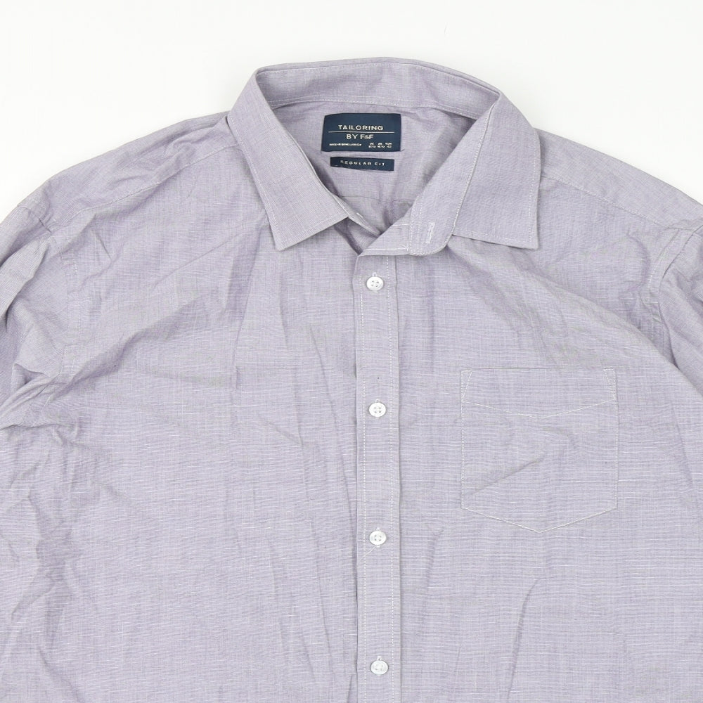 F&F Mens Blue  Cotton  Button-Up Size 16.5 Collared Button