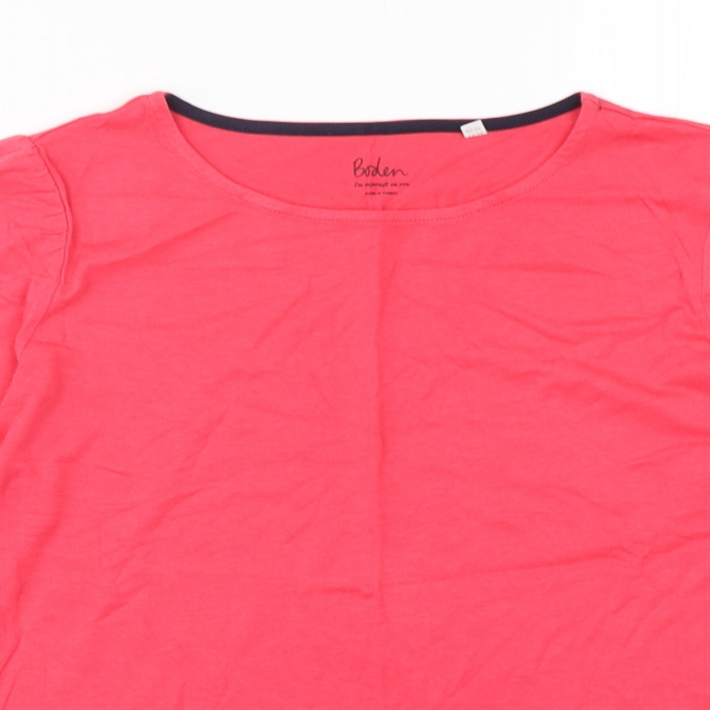 Boden  Womens Pink  Cotton Basic T-Shirt Size 10 Round Neck