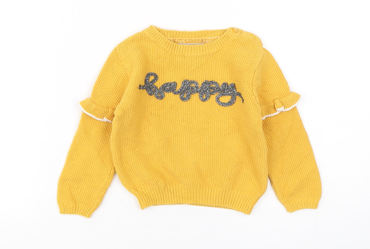 Primark Girls Yellow  Cotton Pullover Jumper Size 12-18 Months  Pullover