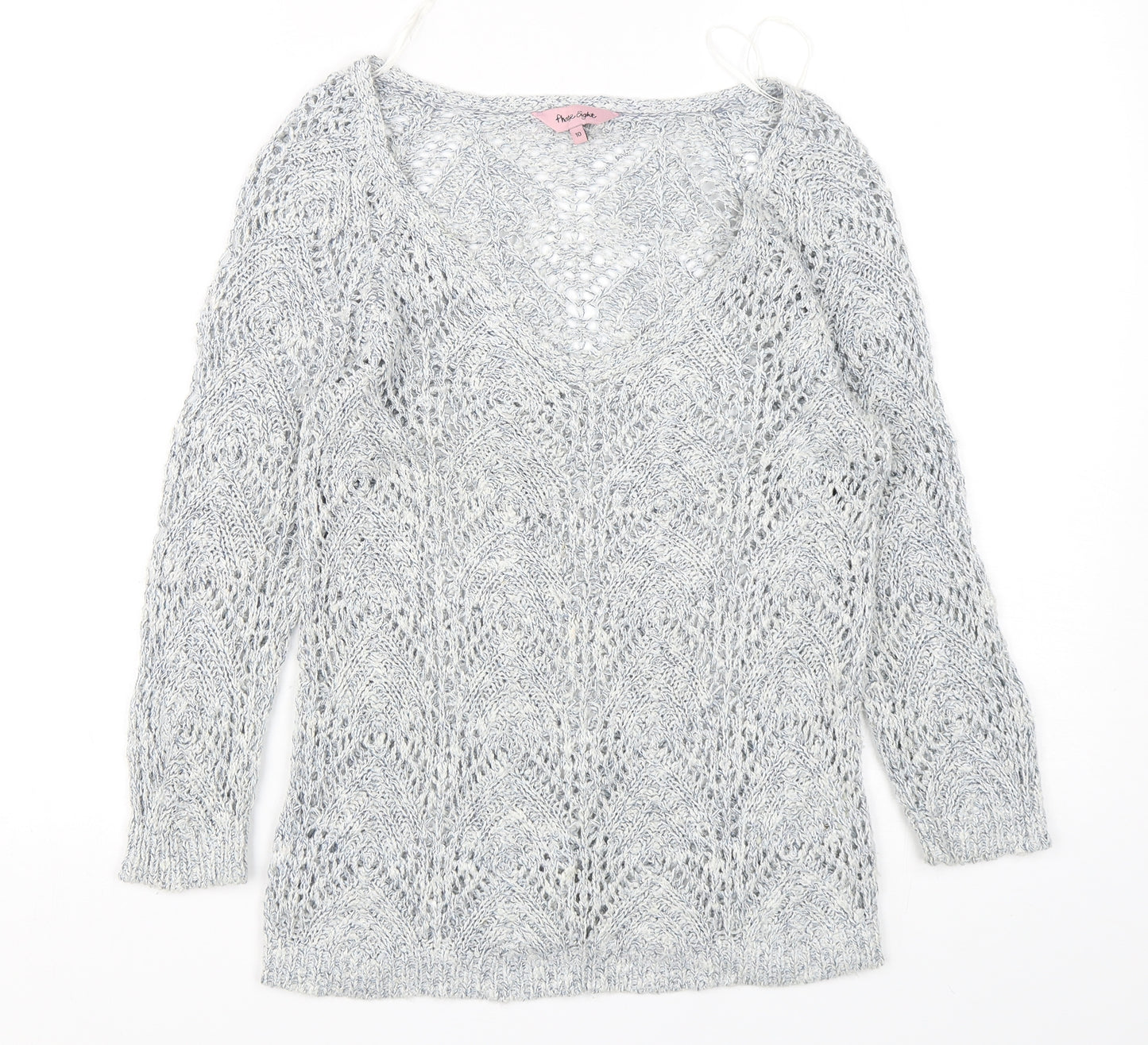 Phase Eight  Womens Blue V-Neck  Acrylic Pullover Jumper Size 10