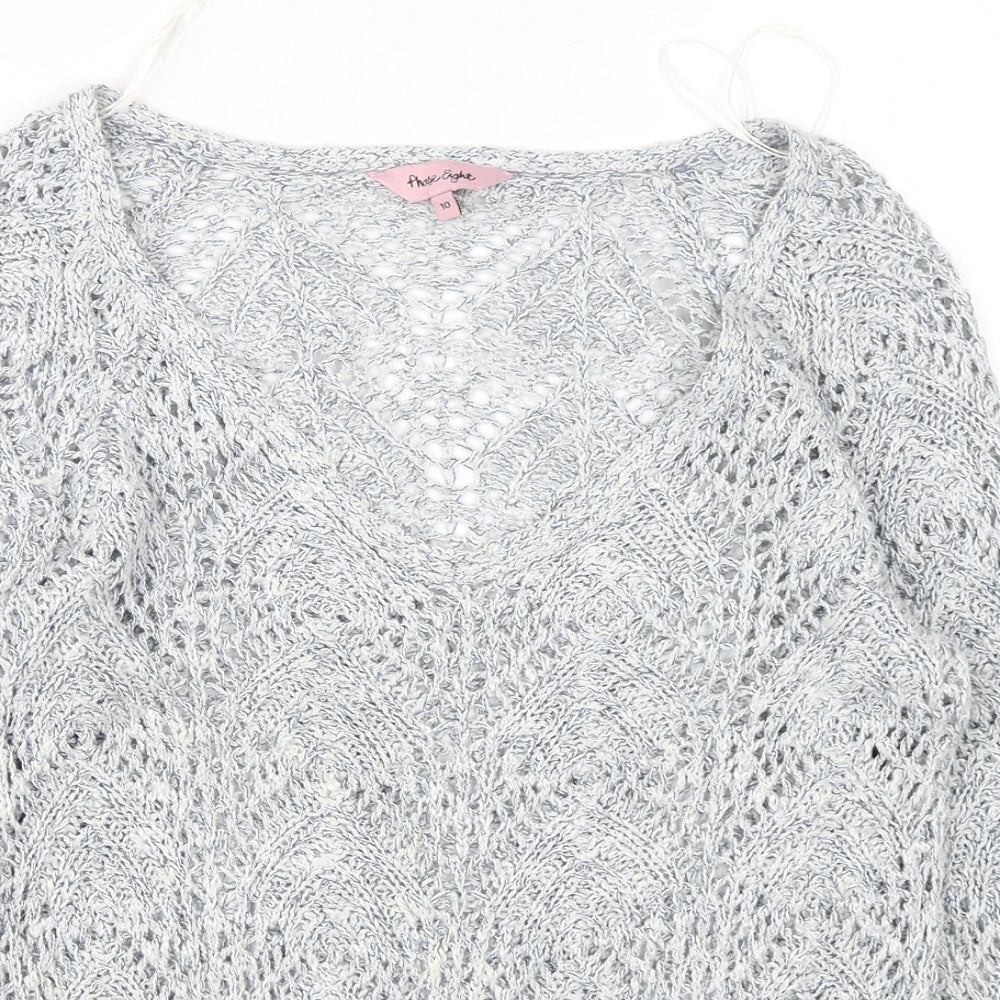 Phase Eight  Womens Blue V-Neck  Acrylic Pullover Jumper Size 10
