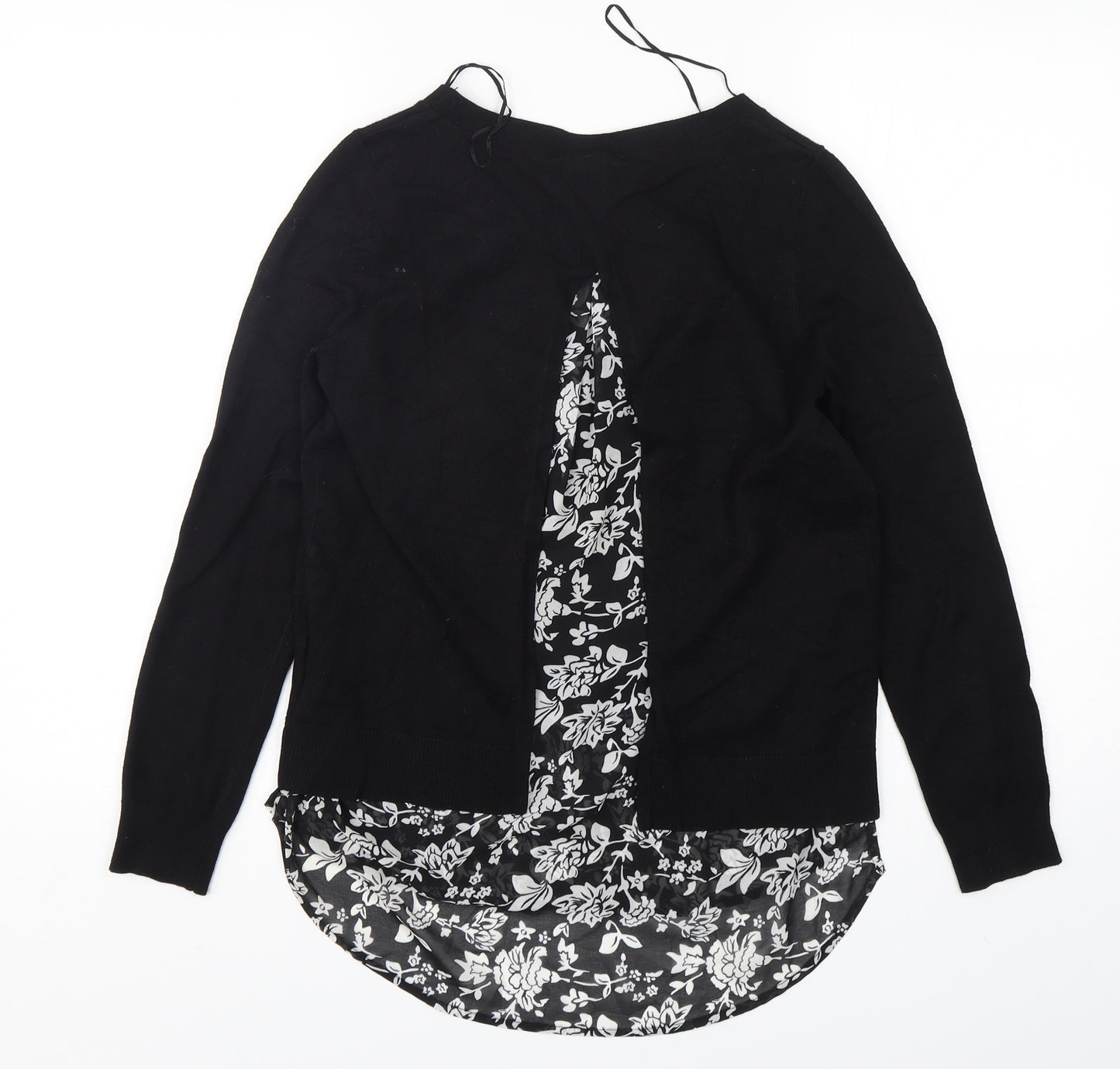 George Womens Black Round Neck Floral Viscose Pullover Jumper Size 8