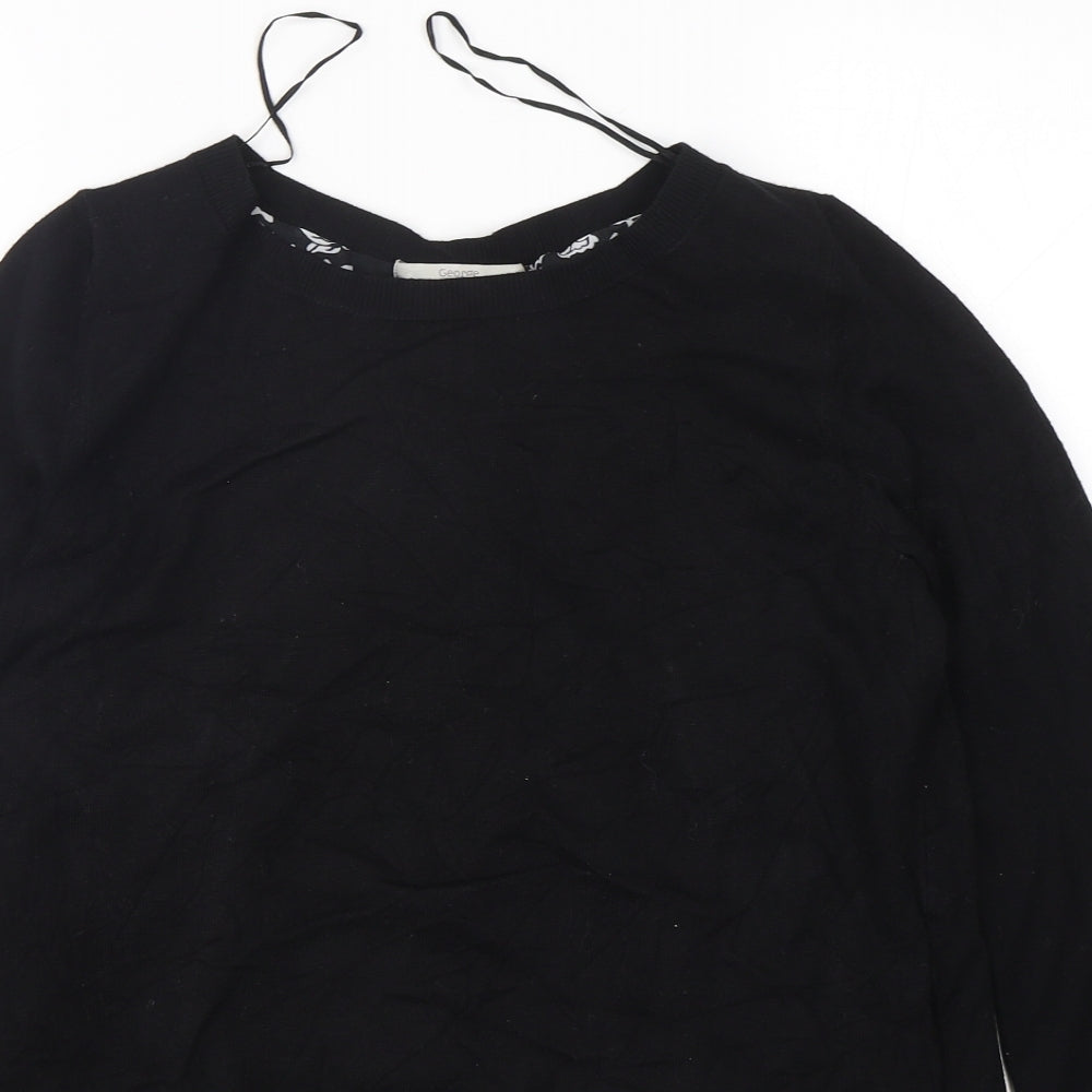 George Womens Black Round Neck Floral Viscose Pullover Jumper Size 8