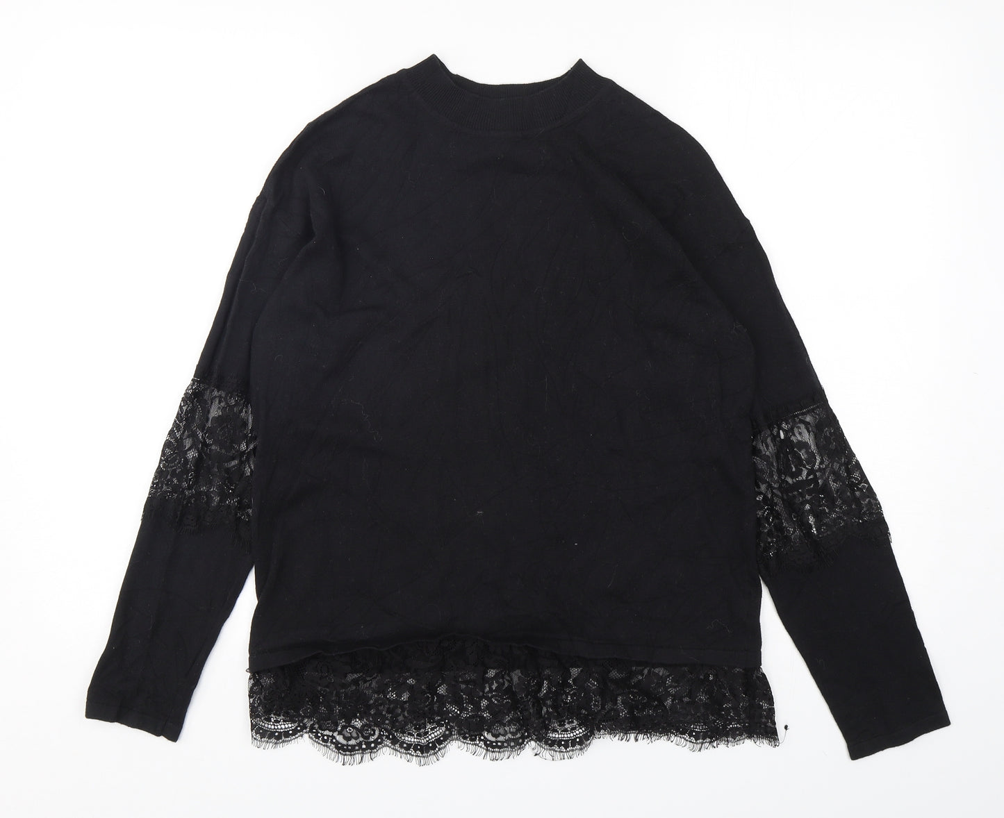 NEXT Womens Black Round Neck  Cotton Pullover Jumper Size 12