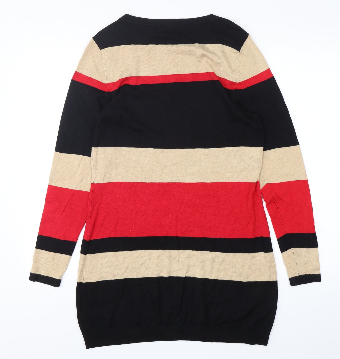 F&F Womens Multicoloured Round Neck Striped Viscose Pullover Jumper Size 16