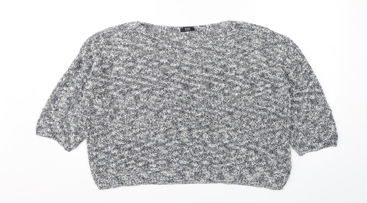 F&F Womens Blue Round Neck Cotton Pullover Jumper Size 14