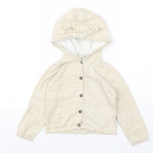 Lulipu Boys Beige  Cotton Cardigan Jumper Size 12-18 Months  Button