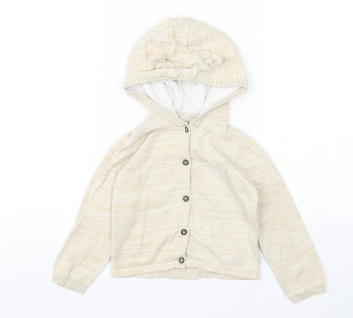 Lulipu Boys Beige  Cotton Cardigan Jumper Size 12-18 Months  Button