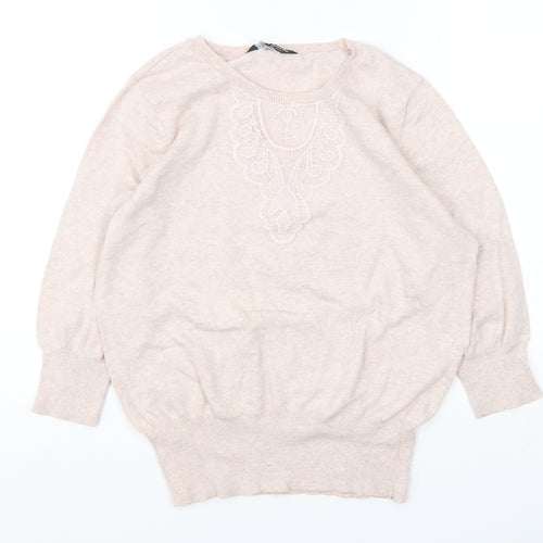 Dorothy Perkins  Womens Pink Round Neck  Cotton Pullover Jumper Size 14