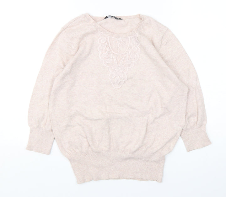 Dorothy Perkins Womens Pink Round Neck Cotton Pullover Jumper Size 14