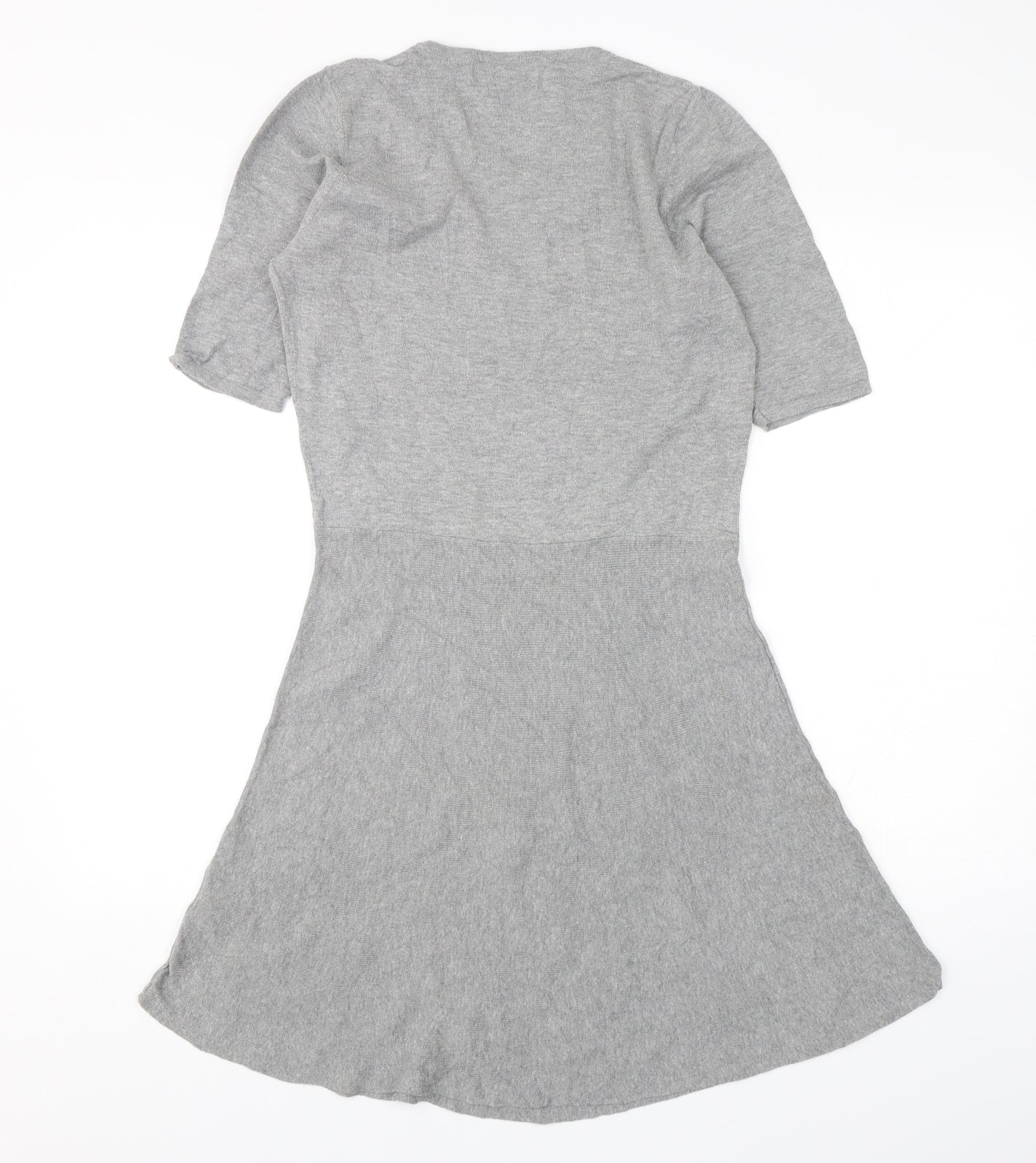 NEXT Womens Grey  Cotton Jumper Dress  Size 10  V-Neck Pullover
