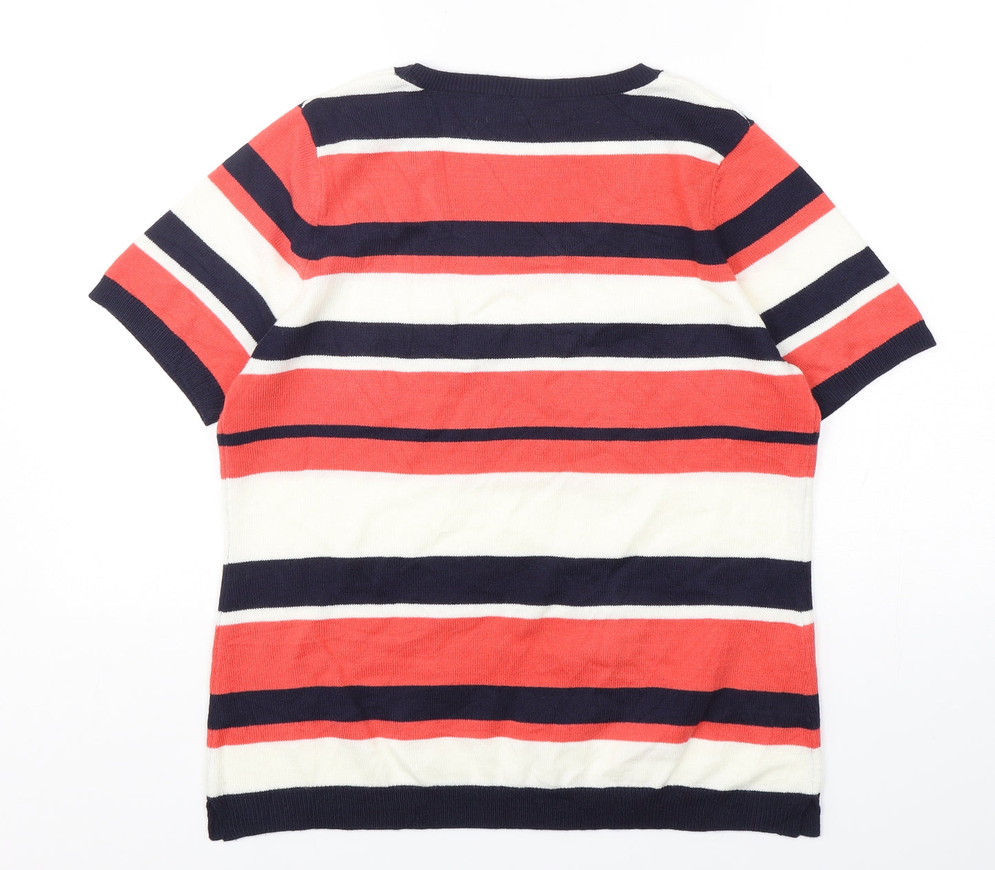 Papaya Womens Multicoloured Round Neck Striped Acrylic Pullover Jumper Size 16